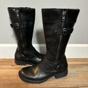 Born Black Leather Mid Calf Boots Size 7.5